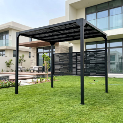 9.8 X 7.9 Ft. Outdoor Metal Pergola With Powder-Coated Steel Frame, Privacy Screen Compatible For Outside Deck Garden Backyard Patio Pavilion