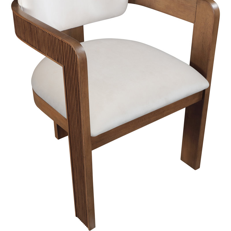 Chaise rembourrée Sacha Frink, Velours crème, Brun noyer
