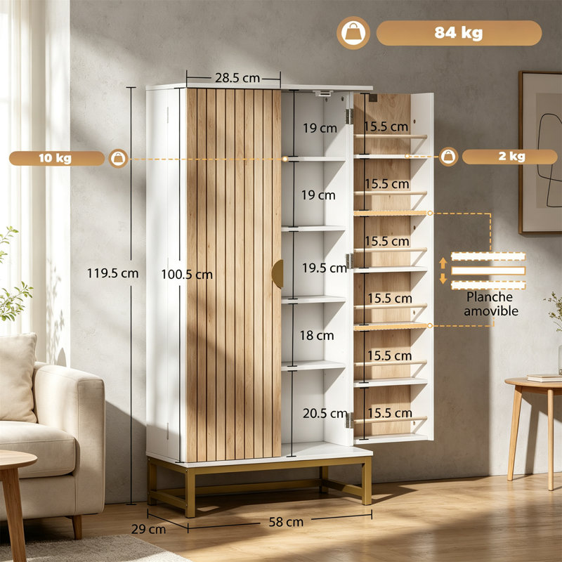 Freestanding Kitchen Cabinet with Double Doors