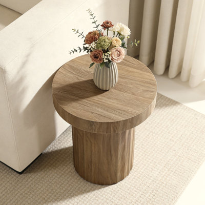 Table d'appoint ronde en bois manufacturé Ermilo