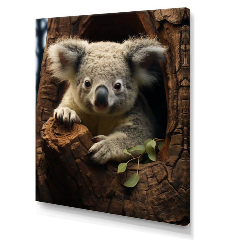 Portrait de koala gris II - impression, H 20 po x l 12 po x P 1 po, Toile tendue