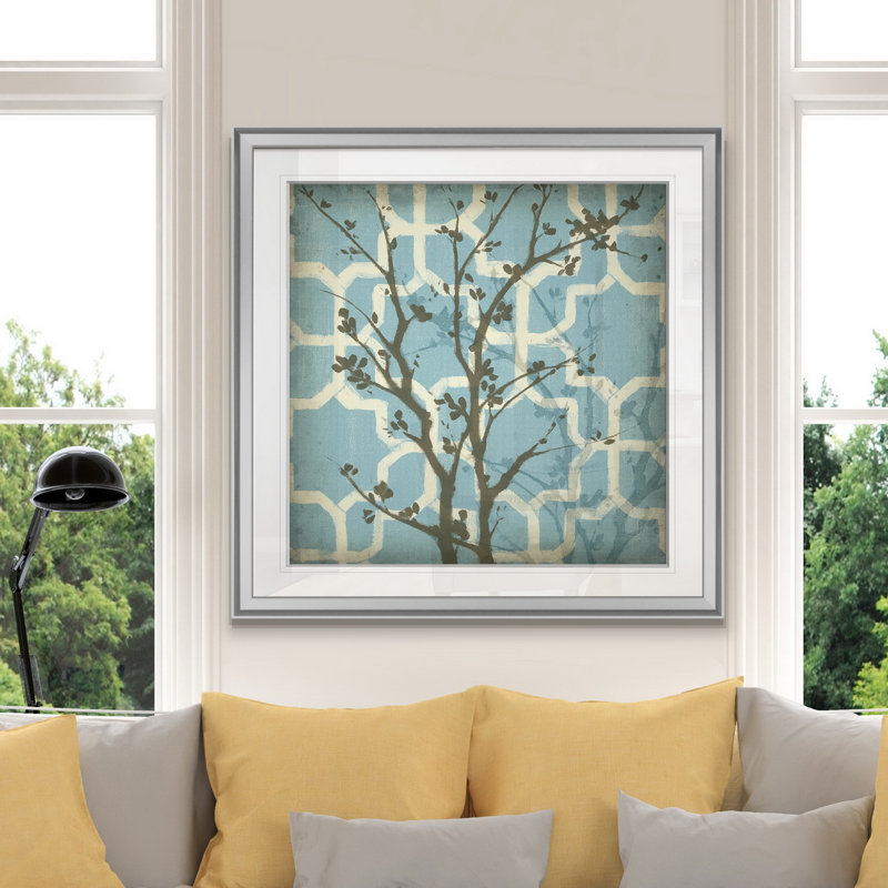 « silhouette & motif i », peinture, H 16 po x l 16 po x P 1,5 po, Encadrement argenté