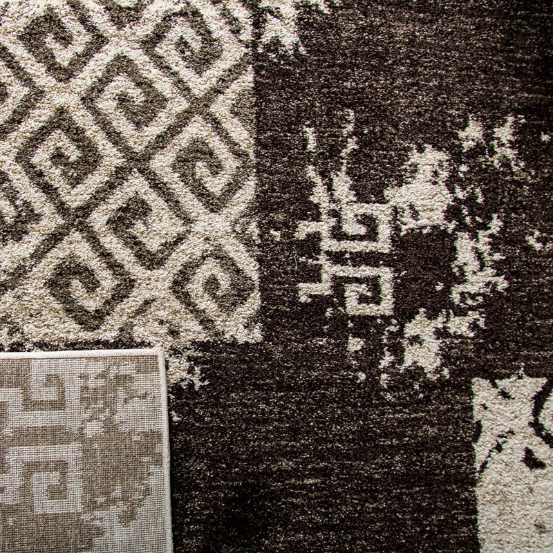 Kazlyn Abstract Brown/Beige Area Rug, Rectangle 4' x 6'