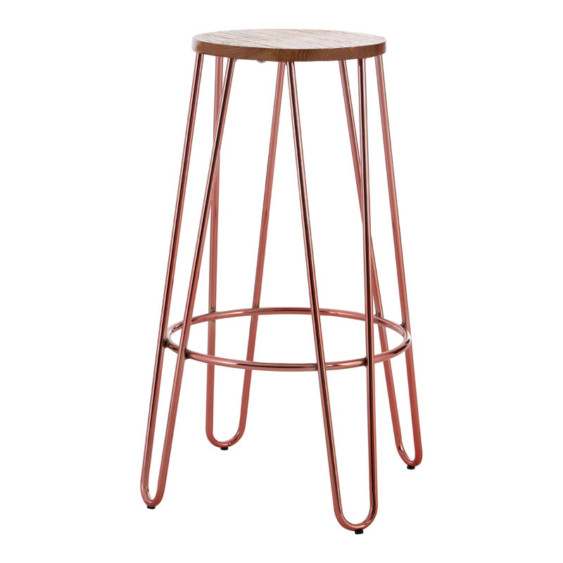 McMahon Counter Stool with Metal Frame, Rose Gold
