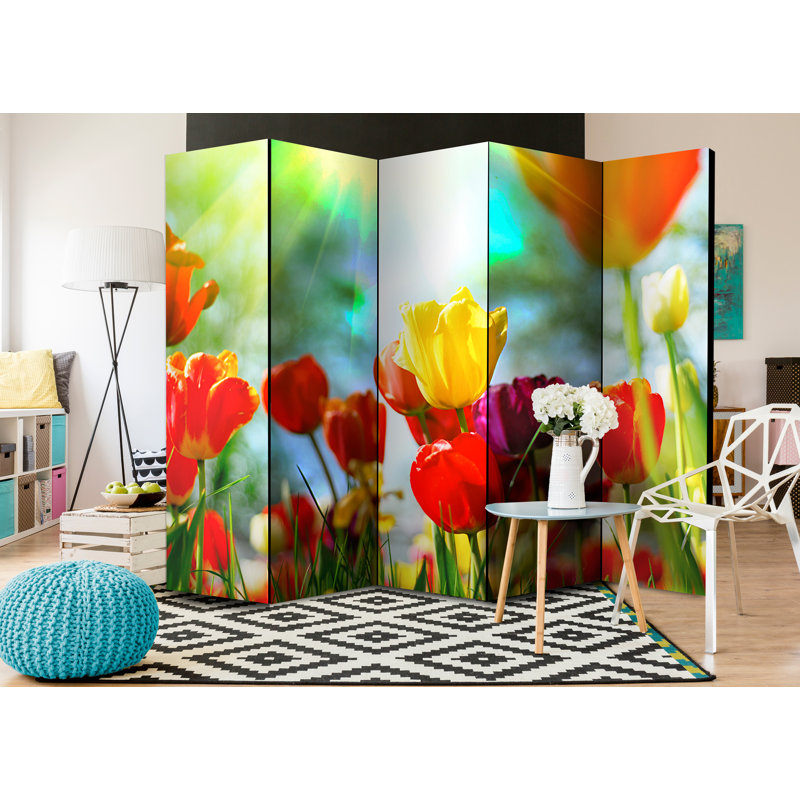 225cm W x 172cm H 5 - Panel Wood Folding Room Divider
