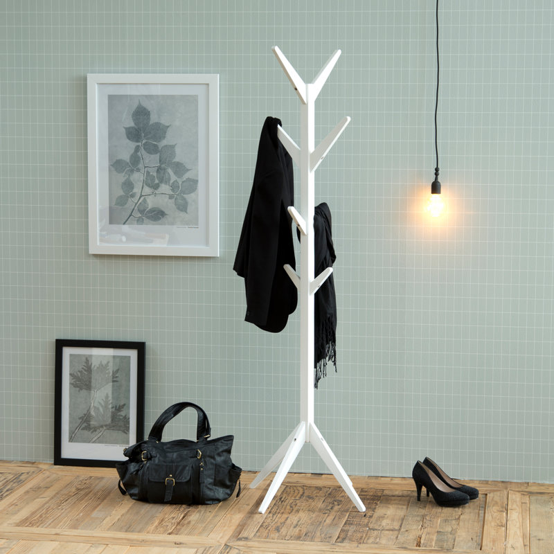 Jahiem Freestanding 8 - Hook Coat Rack, White