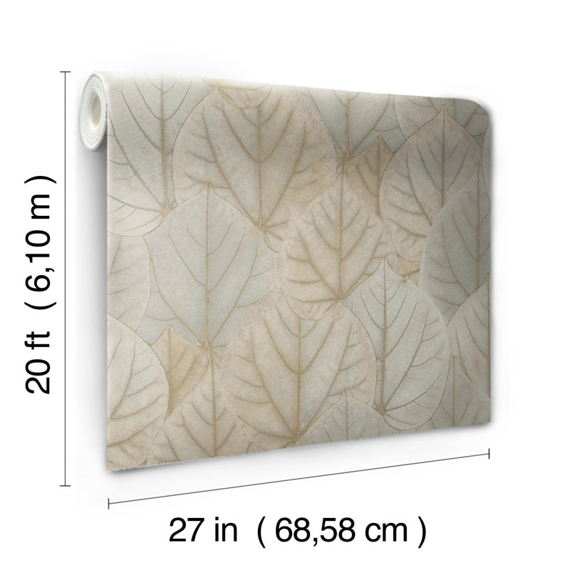 Floral Peel & Stick Metallic Wallpaper Roll, Warm Taupe