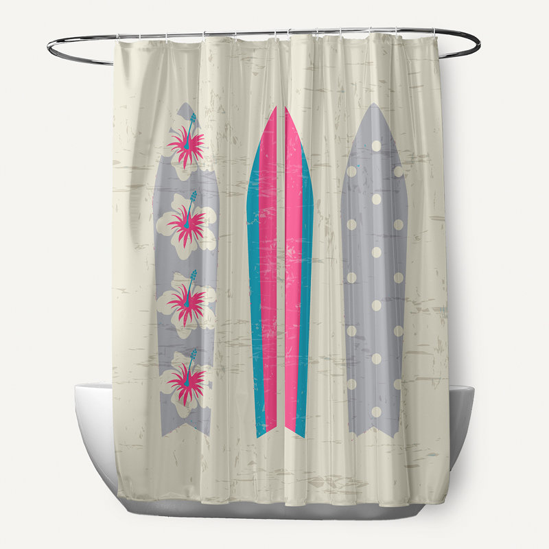 Rideau de douche simple Almeida, Gris, rose
