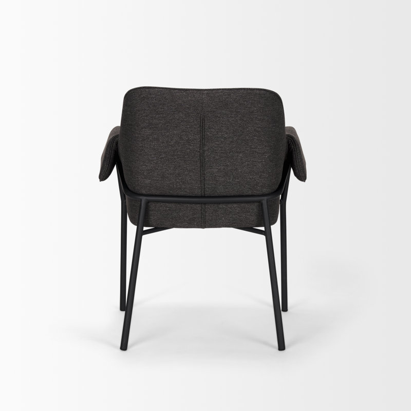 Gray Upholstered Metal Frame Arm Chair