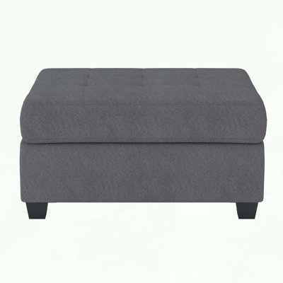 Modern Dark Gray Storage Ottoman with Tufted Top