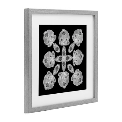 Fractal Symmetry in Monochrome Framed Print Under Glass, design by El Perkin