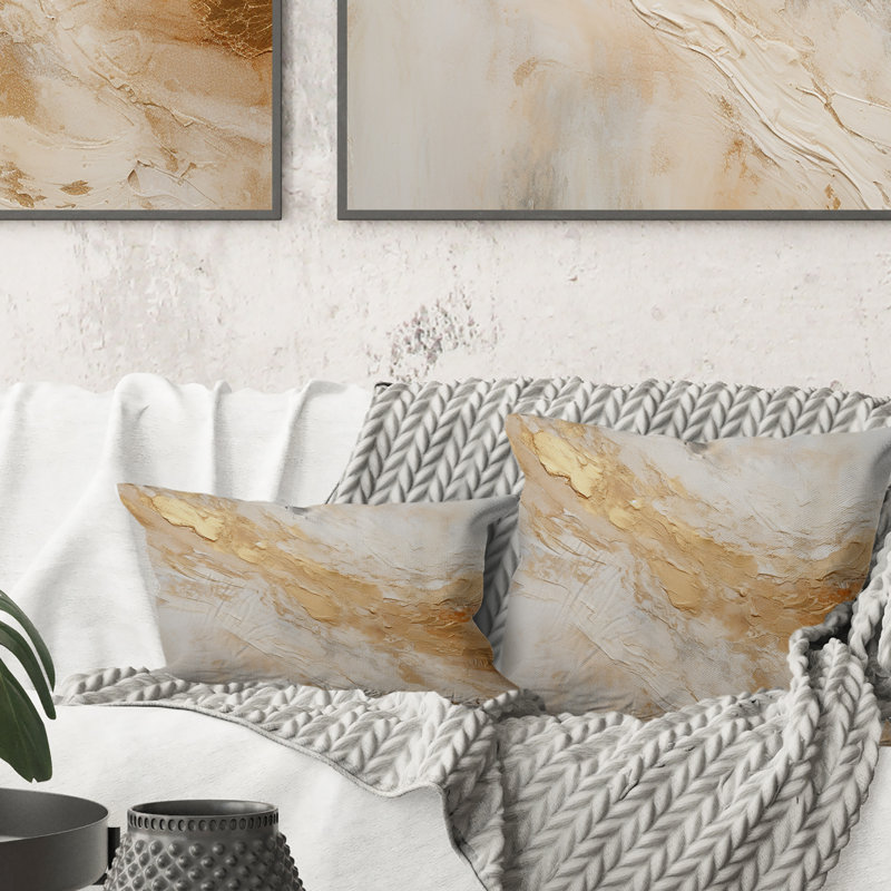 Gold White Marble Geode Magic - Abstract Marble Printed Throw Pillow