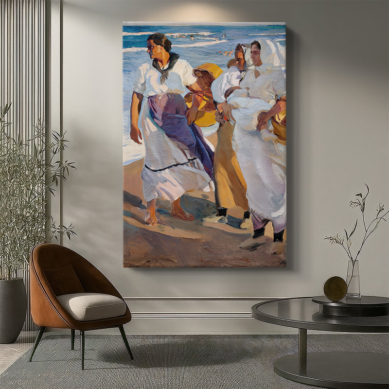 Pêcheuses valenciennes (Pescadoras valencianas) - Toile tendue avec châssis par Joaquin Sorolla, 32 x 48