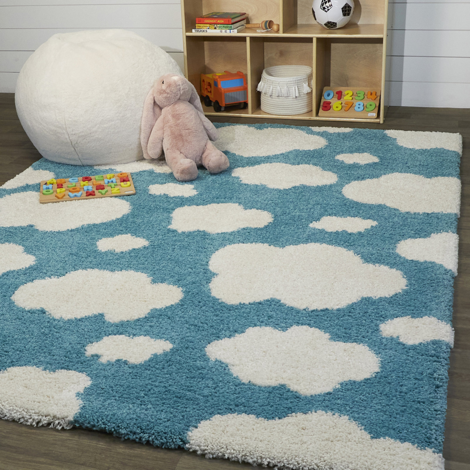 Primland Cloud Shag Area Rug, Rectangle 5'3" x 7', Blue