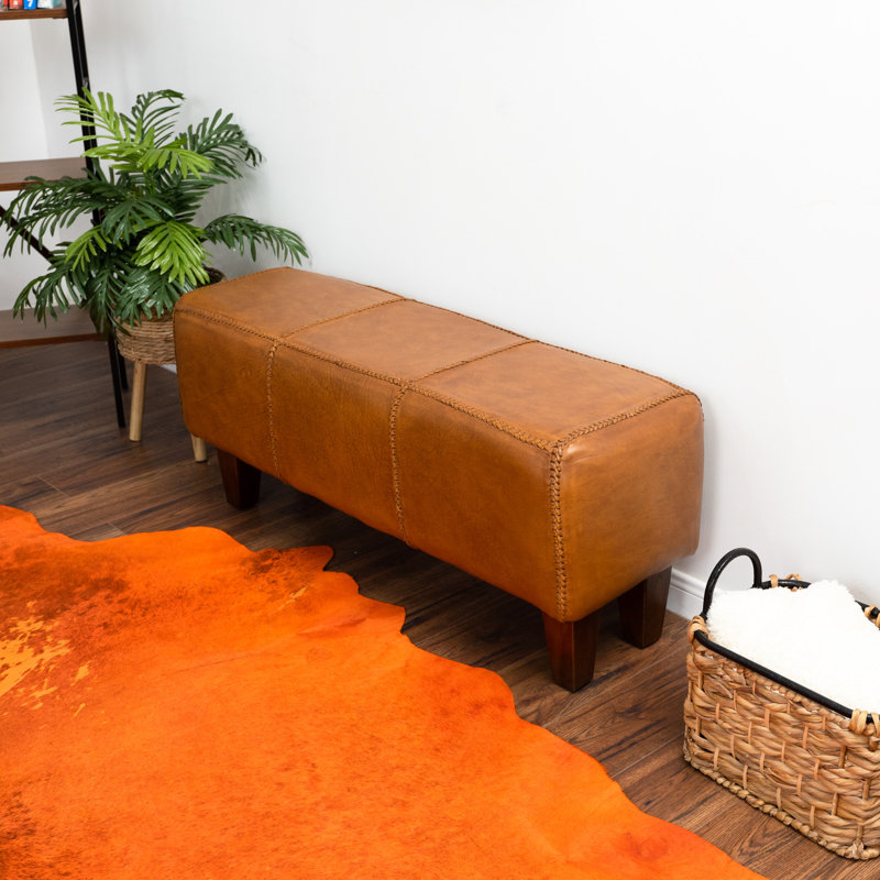 Kaylee Genuine Leather Upholstered Bench