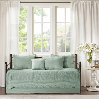 Ensemble de housse pour lit de jour charmant à bord festonné réversible, pour un décor de style maison de campagne et une hygiène améliorée