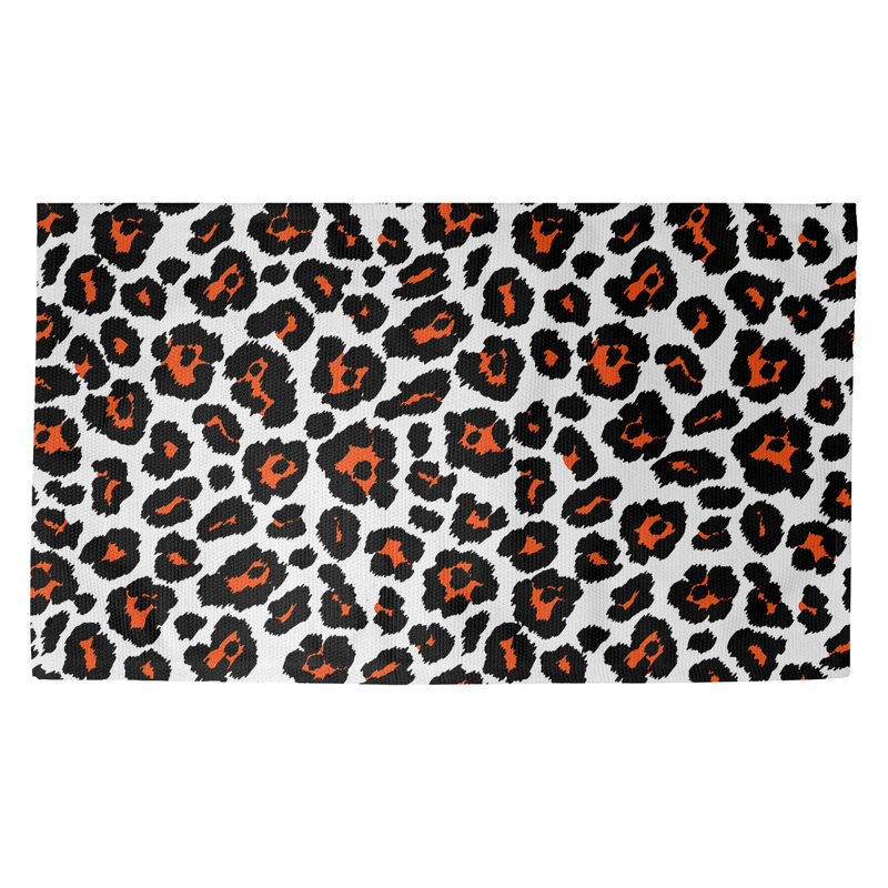 Tapis blanc / noir à motif animalier Cincinnati, Rectangle 2 pi x 3 pi