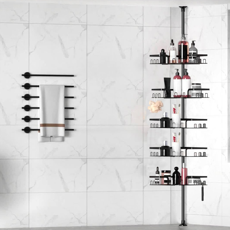 Shower Corner Shelf Iron Adhesive and Wall Bathroom Shelves