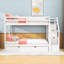 Lit superposé simple en bois avec escalier et lit gigogne simple-2146087122