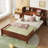Marquece Wood Bed with Bookcase Headboard and LED Motion Sensor Light-115684235-115684237