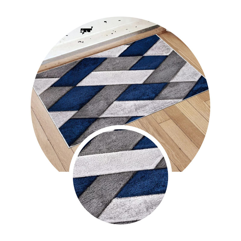 Chatav Non-Slip Indoor Doormat, Blue, Rectangle 80cm W x 150cm L
