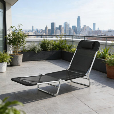 Fauteuil de bronzage extérieur réglable avec filet respirant, conception pliable pour un transport facile et un confort maximal