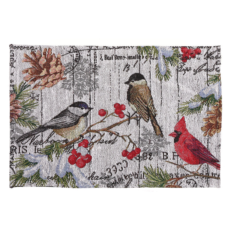 Napperon tapisserie (oiseaux sur branche) - ensemble de 12