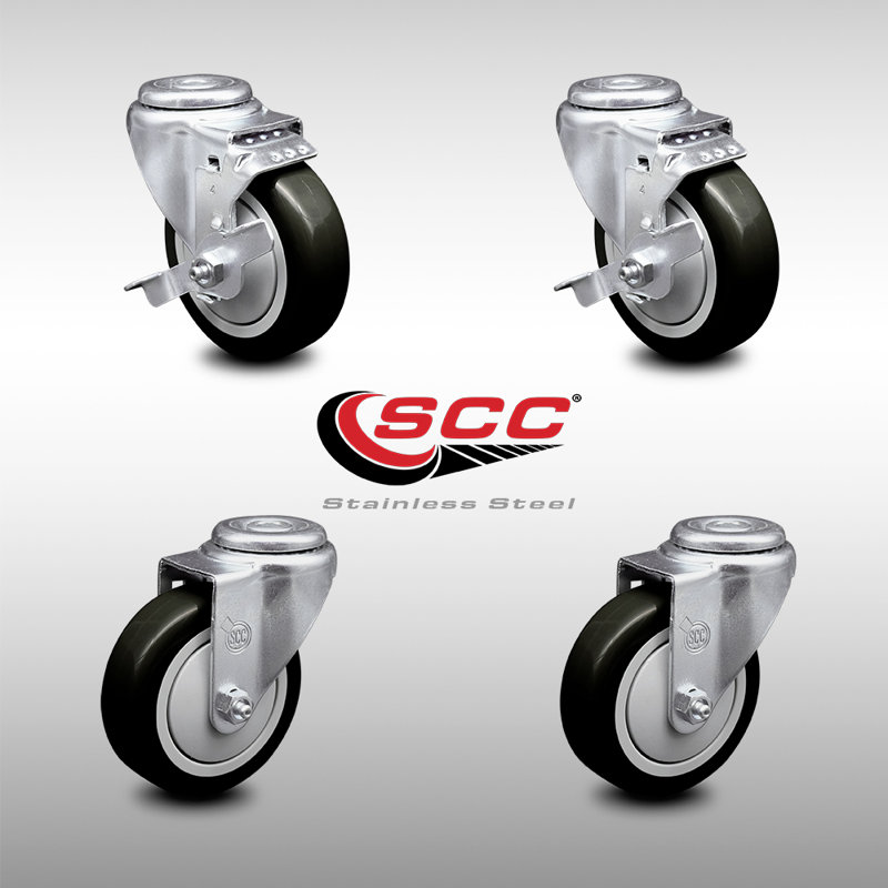4 Piece Polyurethane Caster Set, Black
