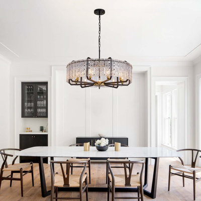 Lustre tambour en cristal 9 lumières à intensité variable