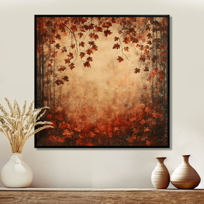 «Red Falling Oak Leaves I» - art mural feuilles