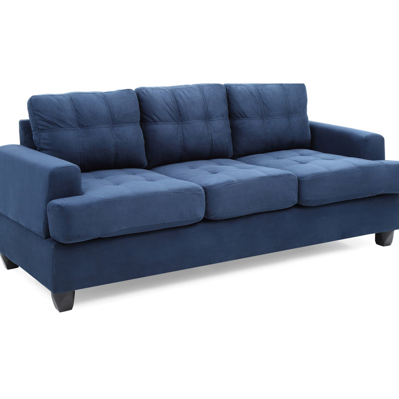 Transitional Style Navy Blue With Soft Fabric And Removable Back For Space Saving Microfiber In Construction Arm Optimization Durability