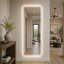 Miroir pleine longueur 65 po x 21 po à DEL, miroir de corps mural lumineux avec deux bandes de lumière givrées, 3 températures de couleur et gradation continue, miroir d'habillage HD