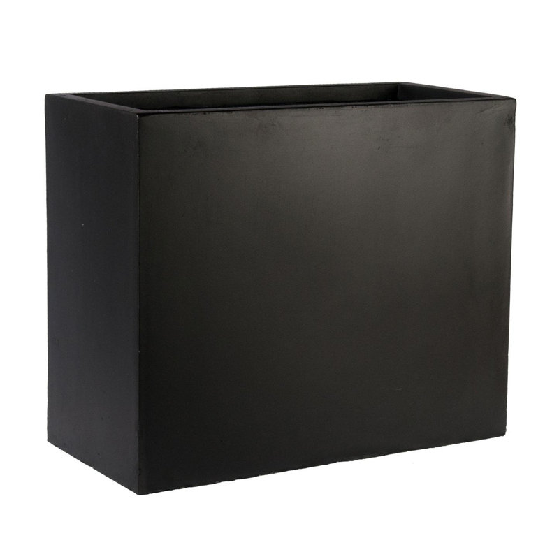 Frostproof, Concrete Effect Garden Planter Pot with Drainage Holes, 50.5cm H x 60cm W x 30cm D, Black