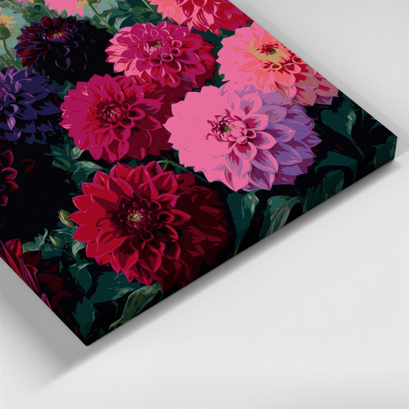 Art mural sur toile Botanical Dahlias, H 11 po x l 14 po