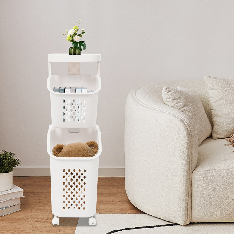 Panier à linge multicouche avec roulettes, H 29,60 po x l 8,30 po x P 15,10 po