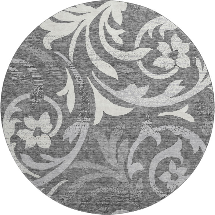Premium Machine Washable Prisco Charcoal Rug