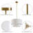 3-Light 20” Polished Brass & White Modern Farmhouse Drum Chandelier Light with Adjustable Height for Dining Room.-2043329507