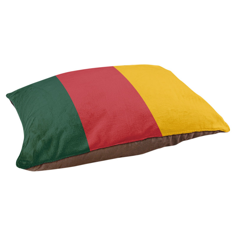 Coussin pour chien hockey Las Vegas, Moyen (H 14 po x l 40 po x P 30 po), Vert forêt / rouge Iron Range / récolte dorée