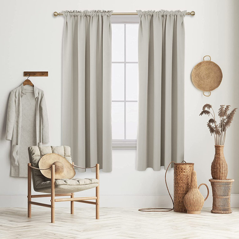 Peniste Room Darkening Curtain Pair, 52" W x 108" L, Light Beige