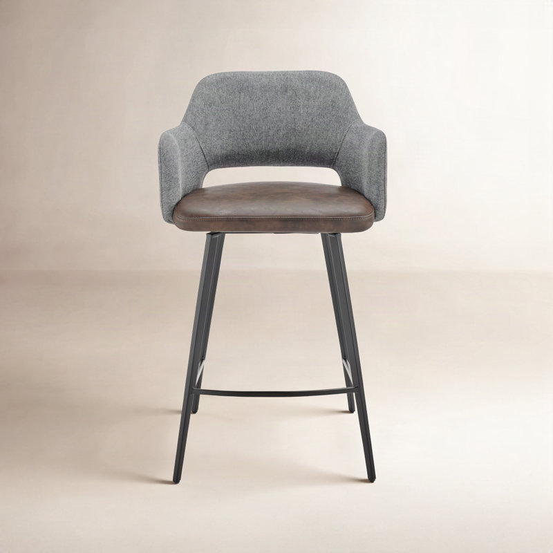 Ivonne Swivel Bar & Counter Stool, Light Brown Faux Leather, Counter Stool (25.6” Seat Height)