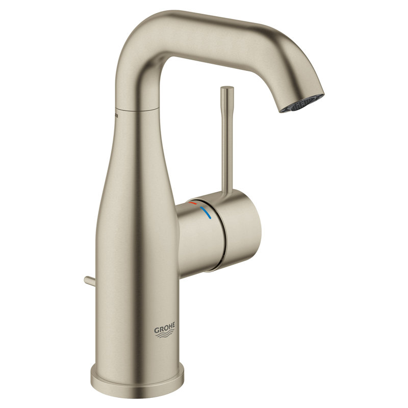 Robinet de salle de bain monotrou avec poignée simple GROHE Essence, Nickel brossé
