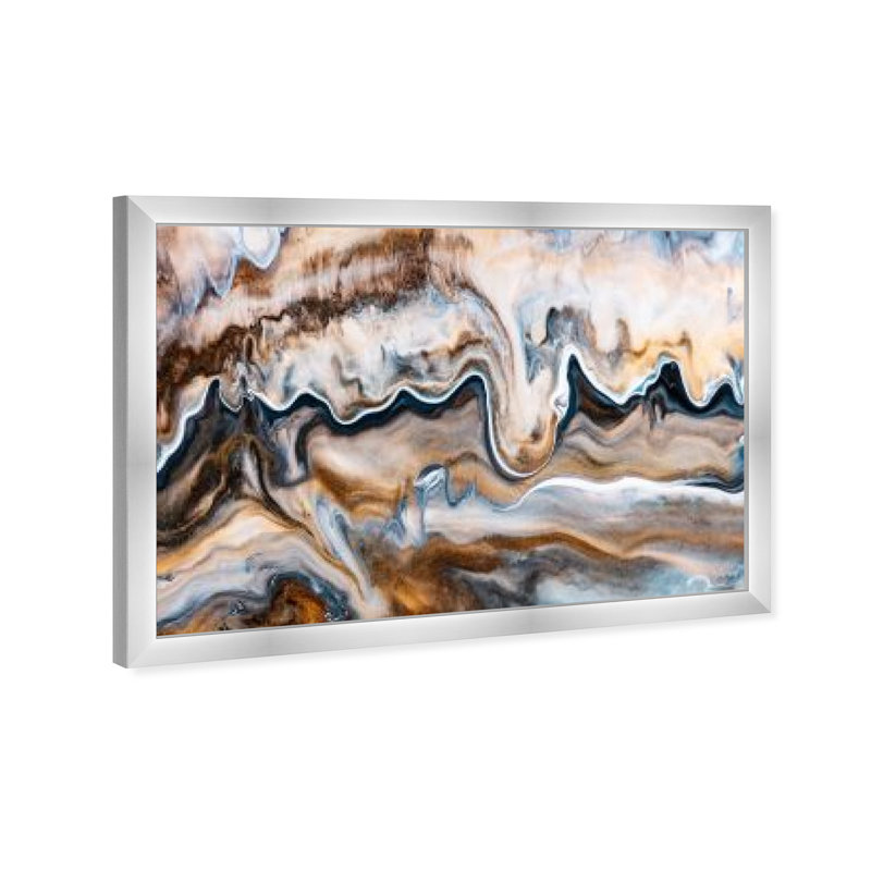 Abstrait «Copper and Blues», reproduction d'art mural, H 22 po x l 32 po x P 0,5 po, Argent