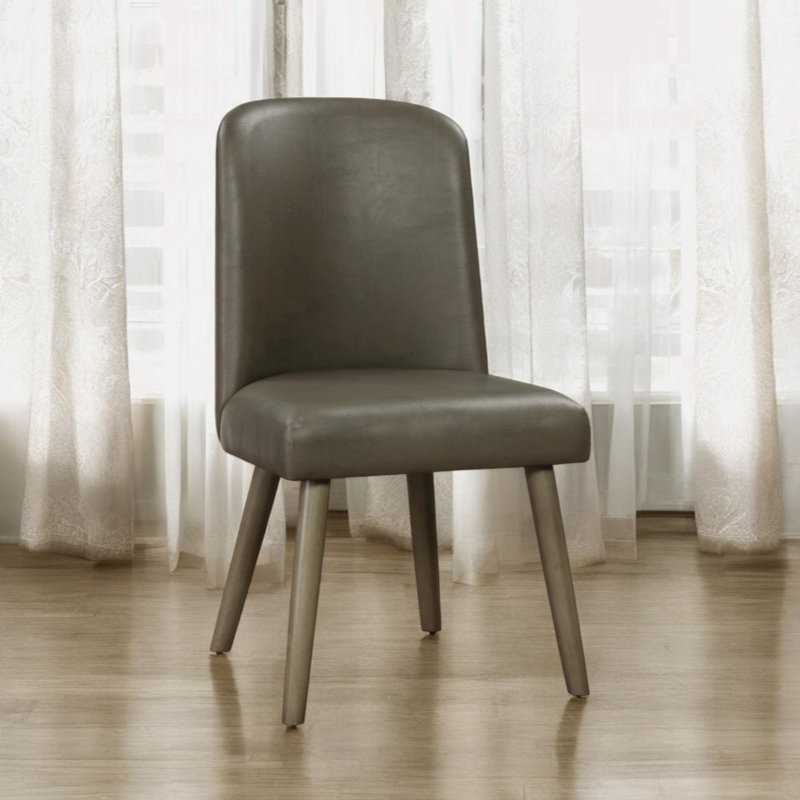 Ensemble de 2 chaises d'appoint Waylon en cuir synthétique gris et finition chêne gris