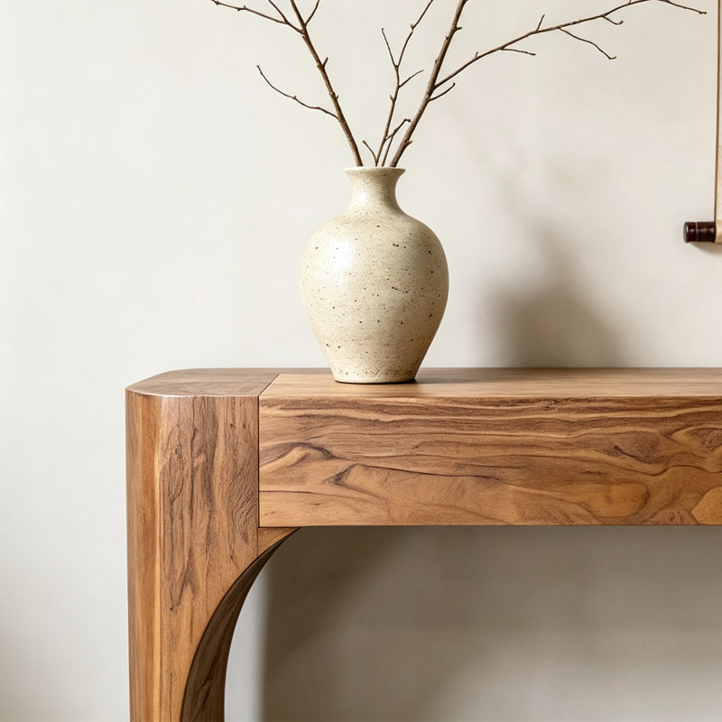 Console en bois au design simple, 31.5" H x 39.37" W x 11.81" D, Brown