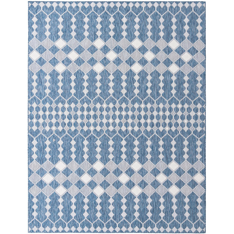 Outdoor Preen Area Rug Denim Color, Rectangle 9' x 12'