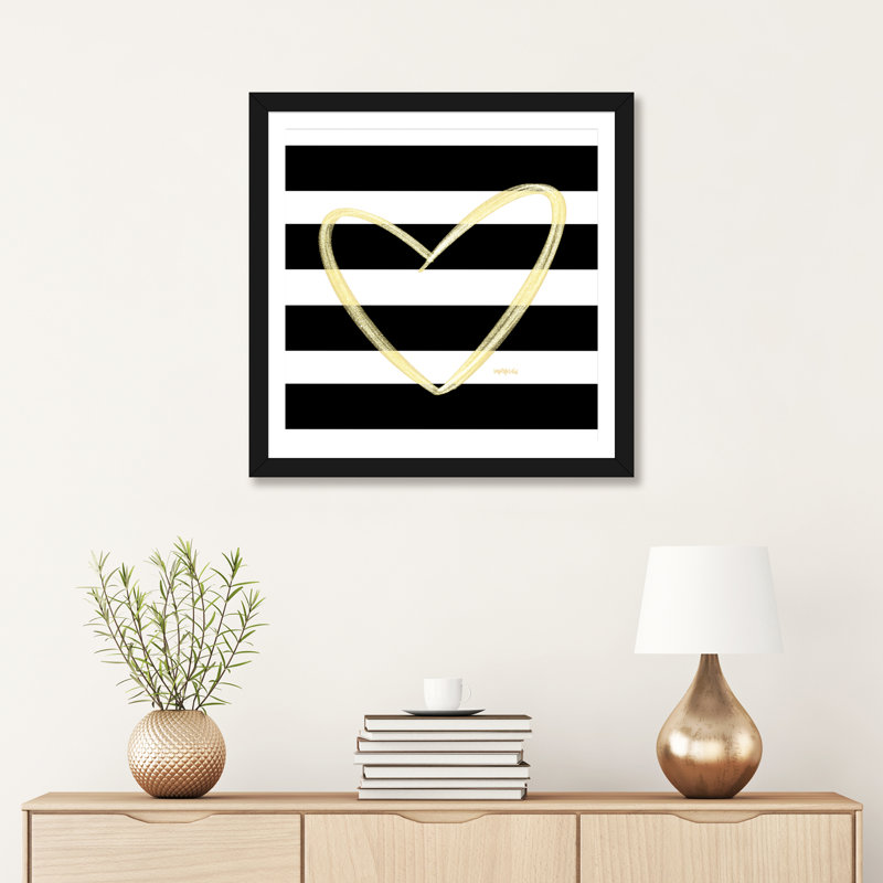 Glam Heart - Imprimé, H 24 po x l 24 po x p 1 po, Papier encadré noir, Blanc