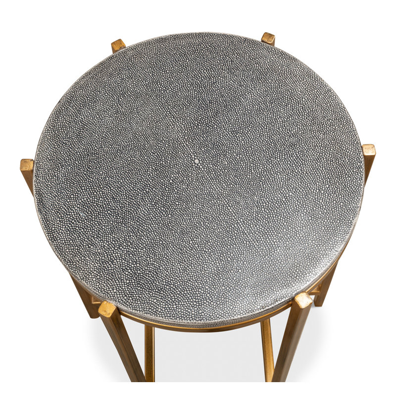 Spence Contemporary Black and Gold Round Wood & Metal Side Table