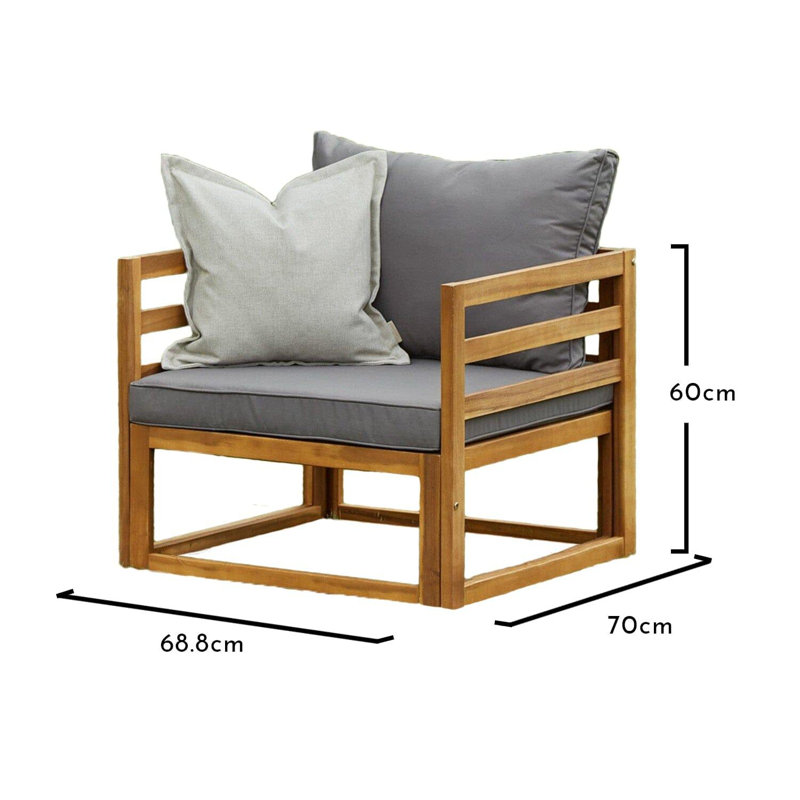 Rimasha Outdoor Lounge Chair, Classic Acacia & Dark Grey