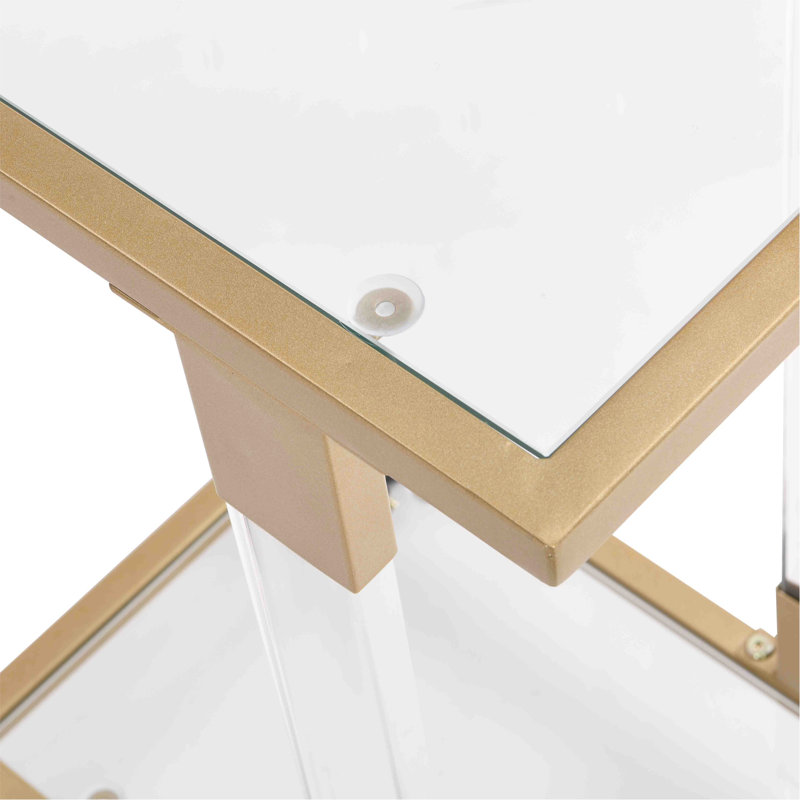 Versatile square table with glass top and metal base for multiple spaces