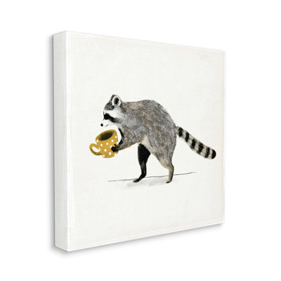"Raton laveur et tasse à café sur toile" par Victoria Barnes